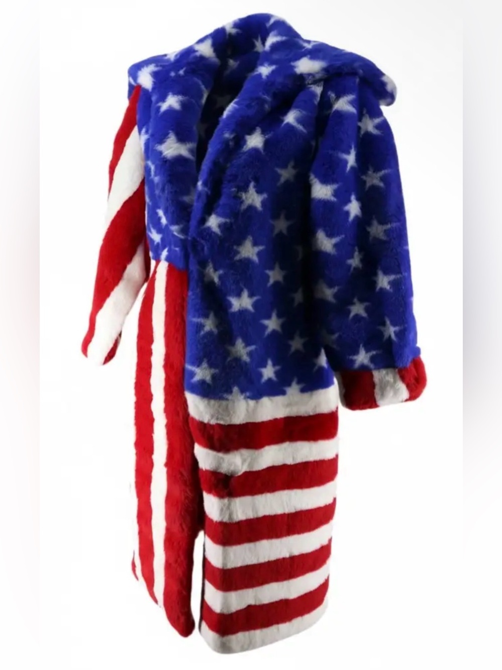 Best Seller! Nu Shuz Key West Red White & Blue Faux Fur Star Spangled Teddy Coat
